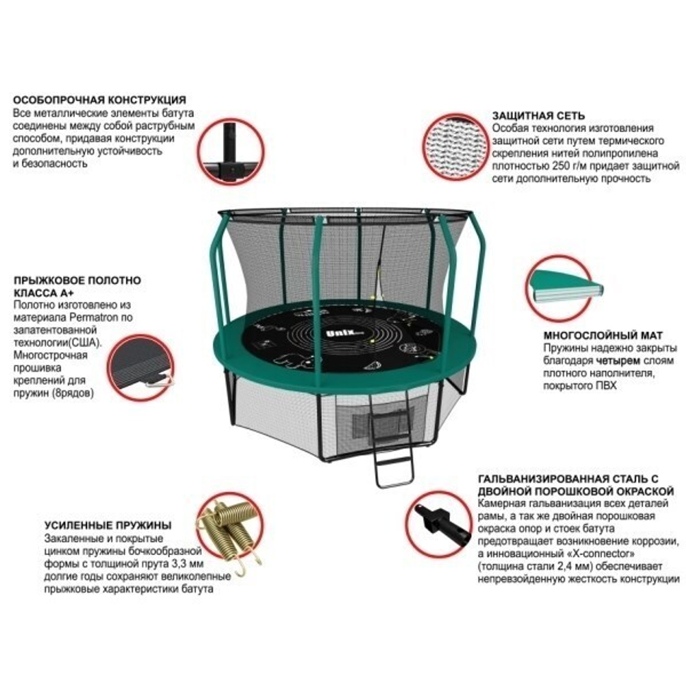 Батут UNIX line SUPREME GAME 16 ft Green