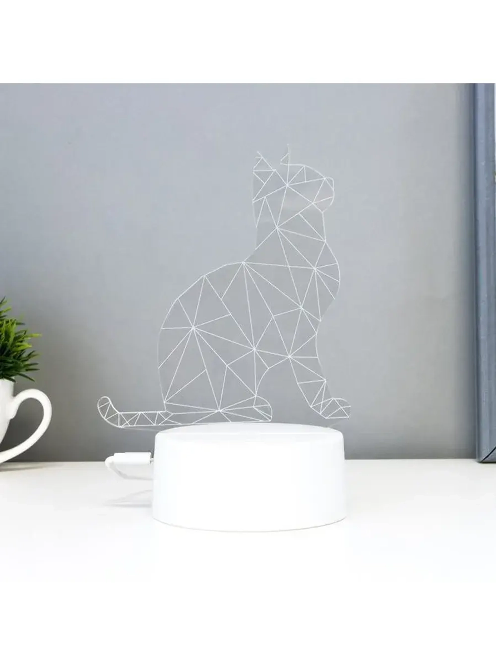 Светильник сенсорный «Кот сидя» LED 7 цветов USB/от батареек