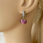 LEFIREL' Серьги серебряные женские "Лорея" с цветами из муранского стекла / ювелирные украшения из родированного серебра 925