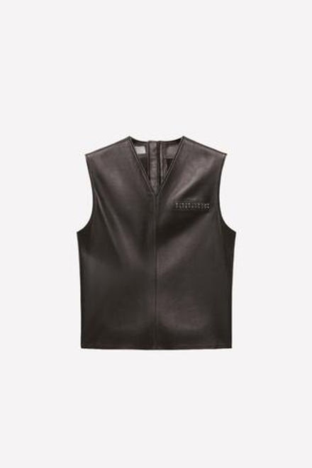 ZARA Х LUDOVIC DE SAINT SERNIN КОЖАНЫЙ ЖИЛЕТ, КОРИЧНЕВЫЙ