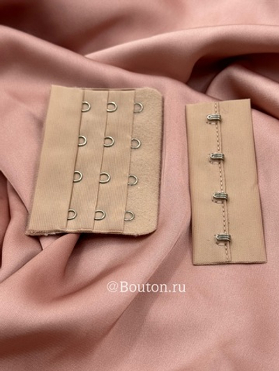 Застежка для бюстгальтера бежевая 4 ряда 12 петель 4 крючка 5х7,5 см