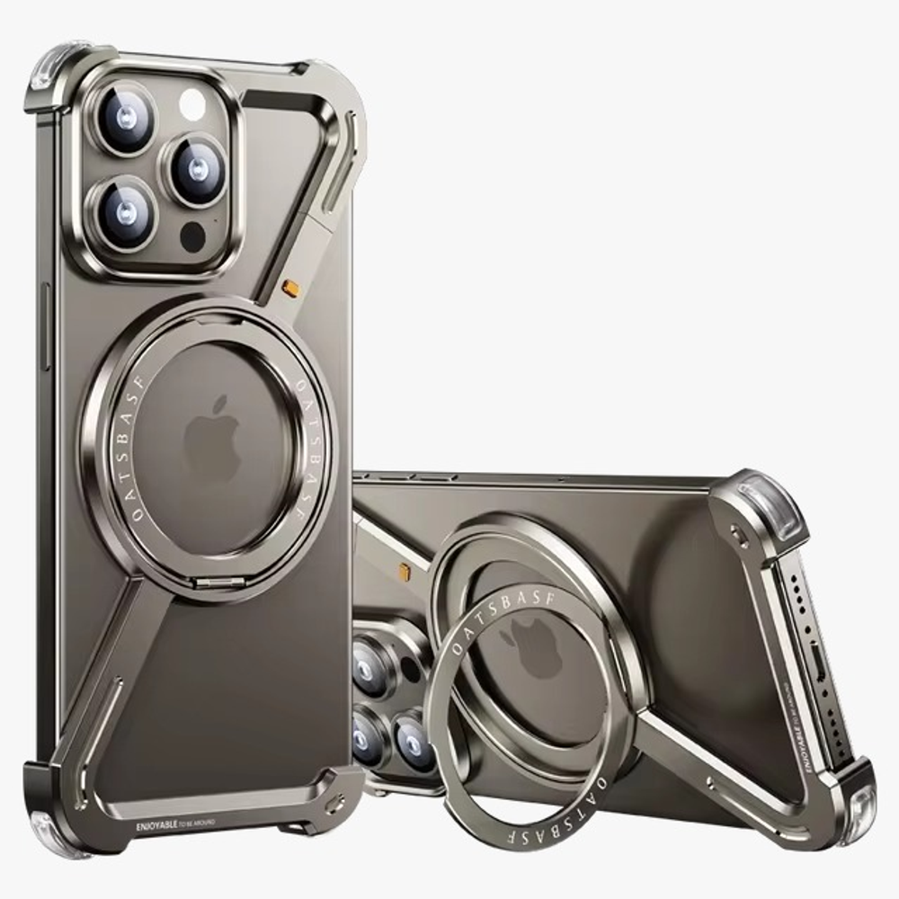 Чехол для iPhone 16 Pro Max Minimalist, 360 поворотная подставка алюминиевая