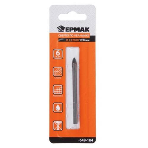 Сверло по керамике и стеклу ЕРМАК 6мм