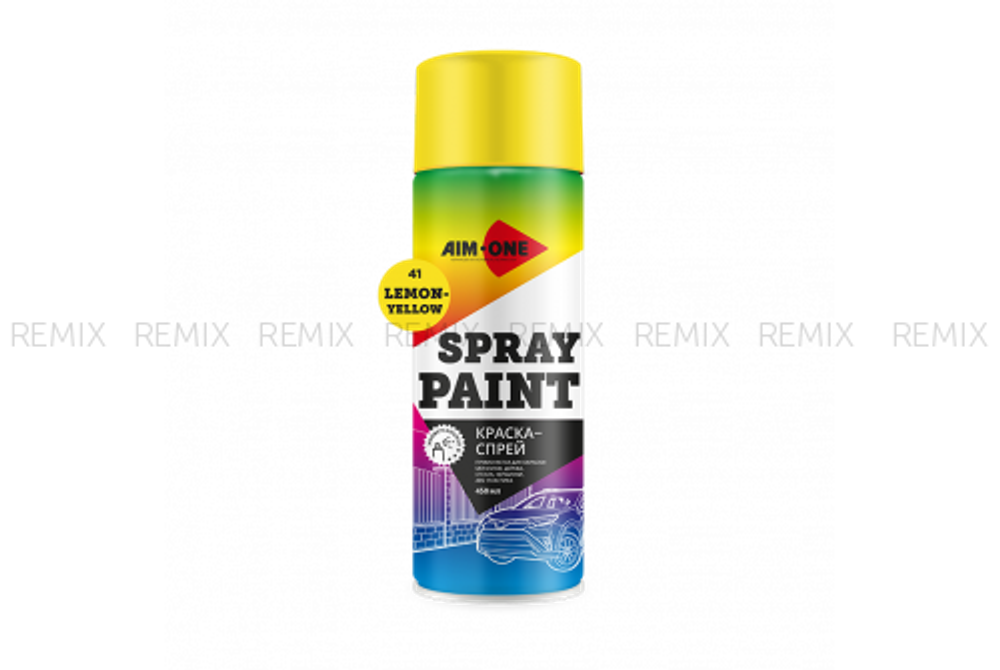 Краска-спрей лимонно-желтая AIM-ONE 450 мл (аэрозоль).Spray paint yellow  450ML SP-LY41