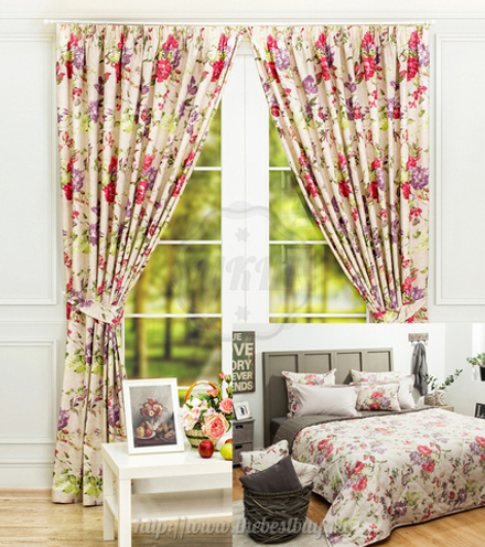 Комплект штор для спальни с покрывалом:  Самер (арт. BL10-94-01)  -   (170х270) х2 см., покрывало 230х250 см.  - розовый