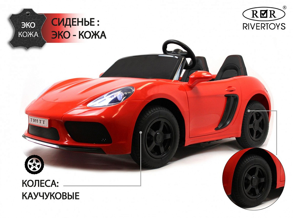 Детский электромобиль RiverToys Porshe Cayman T911TT красный