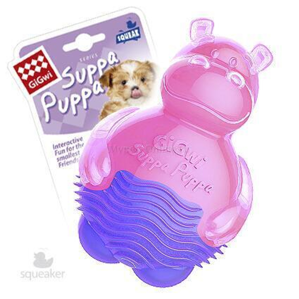 75425 Игрушка для маленьких собак Бегемотик с пищалкой 9см, серия SUPPA PUPPA