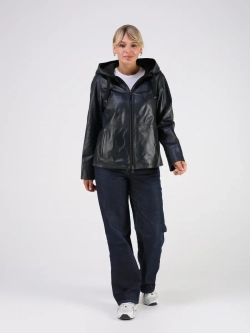 Кожаная куртка демисезонная с капюшоном
