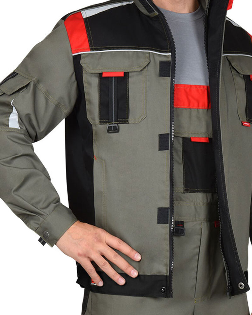 Костюм "СТАН" куртка, п/к оливковый с черной и красной отделкой. Костюм состоит из арт.112647 и арт.112660