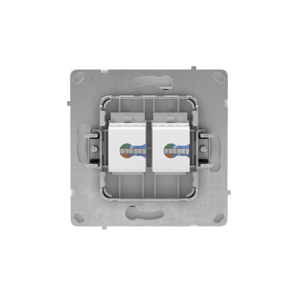 Компьютерная розетка RJ-45 без шторки, кат.6А двойная, KANT, белая магнолия