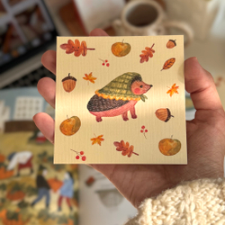 открытка "ёжик в косынке"