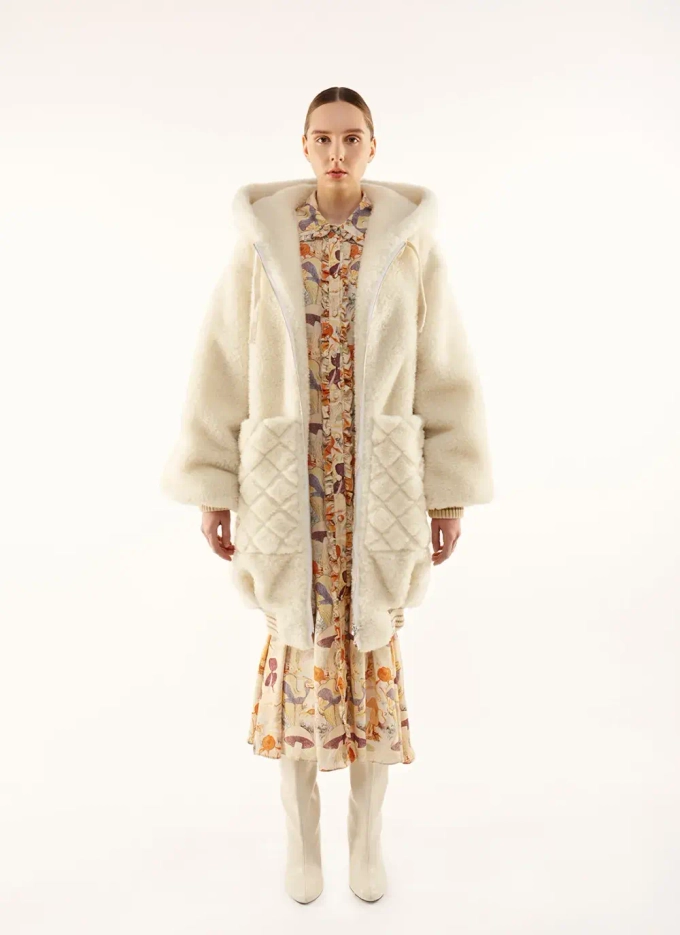 Мeховая куртка «Снежок», молочный