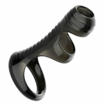 Черная рельефная насадка на пенис «Оки-Чпоки» - 8,4 см. (Цвет: черный)