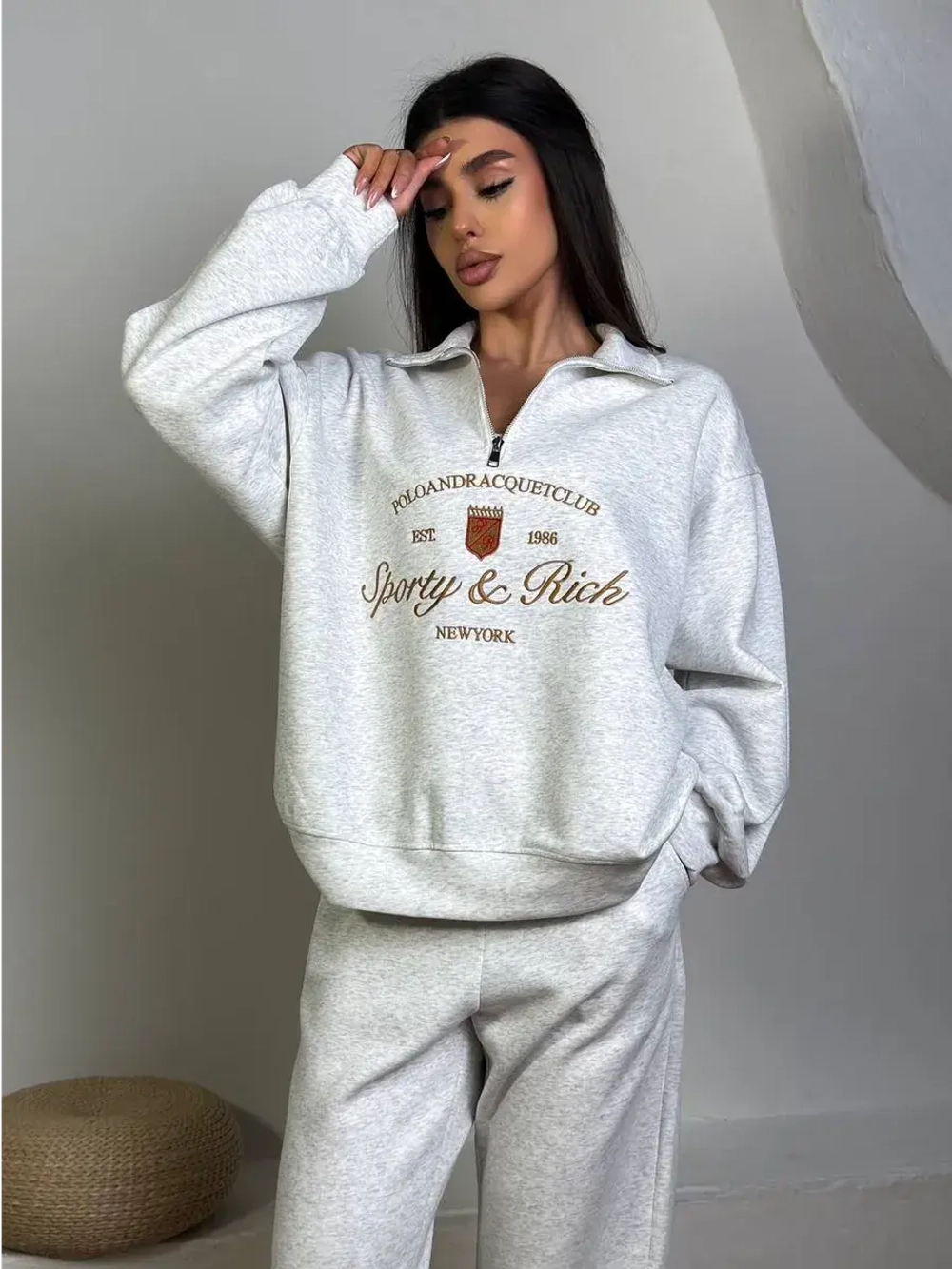 Женский спортивный костюм oversize, трикотаж без начеса