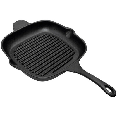Сковорода-гриль чугунная 28*28 см с чугунной ручкой, квадратной формы, PADELLA