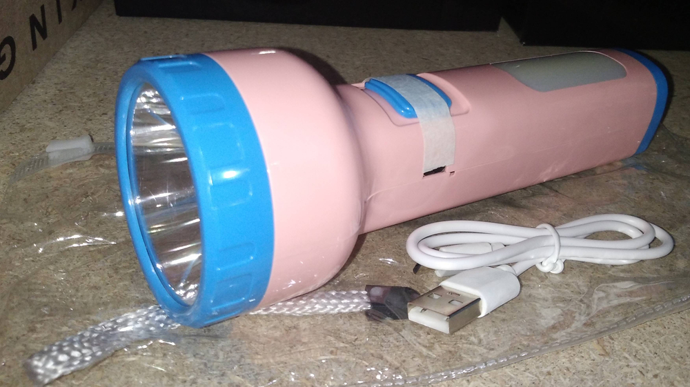 Фонарь ручной светодиодный аккумуляторный с проводом micro USB