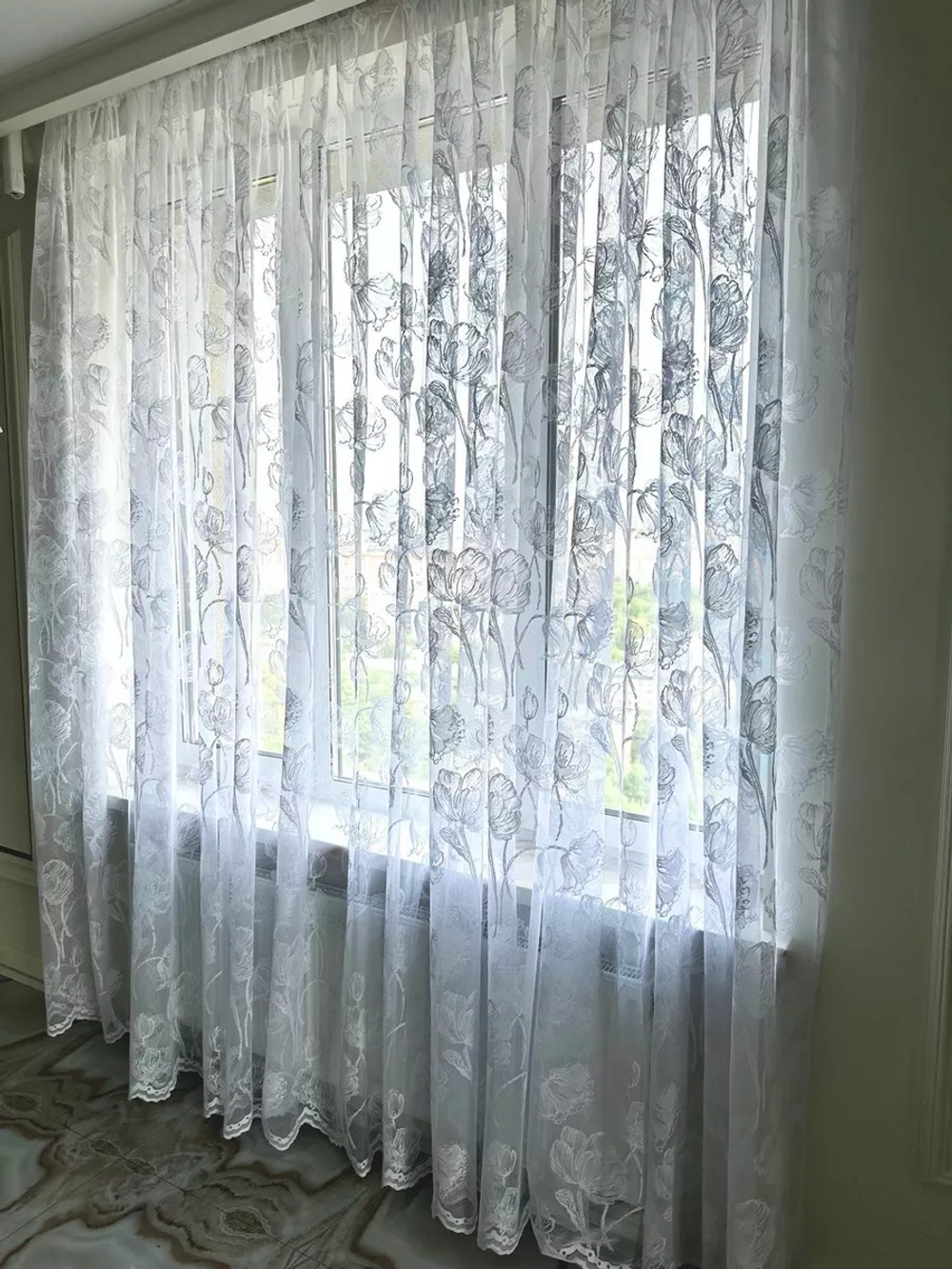 Тюль белая сетка Жаккард 250х300 см