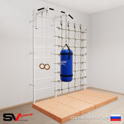 Шведская стенка Sv Sport 51070 (Турник стандарт/Кольца/Цепь/Мешок 30кг/Мат 2м/Канатный лаз)