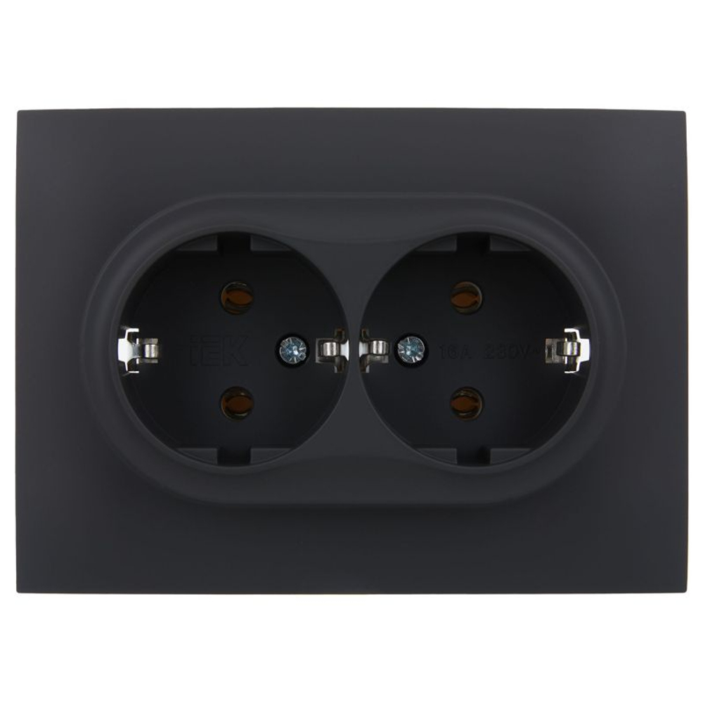 Розетка 2-м SKANDY 16А с заземл. без защ. шторок в сборе SK-R08G графит IEK SK-R21-16-K53-F