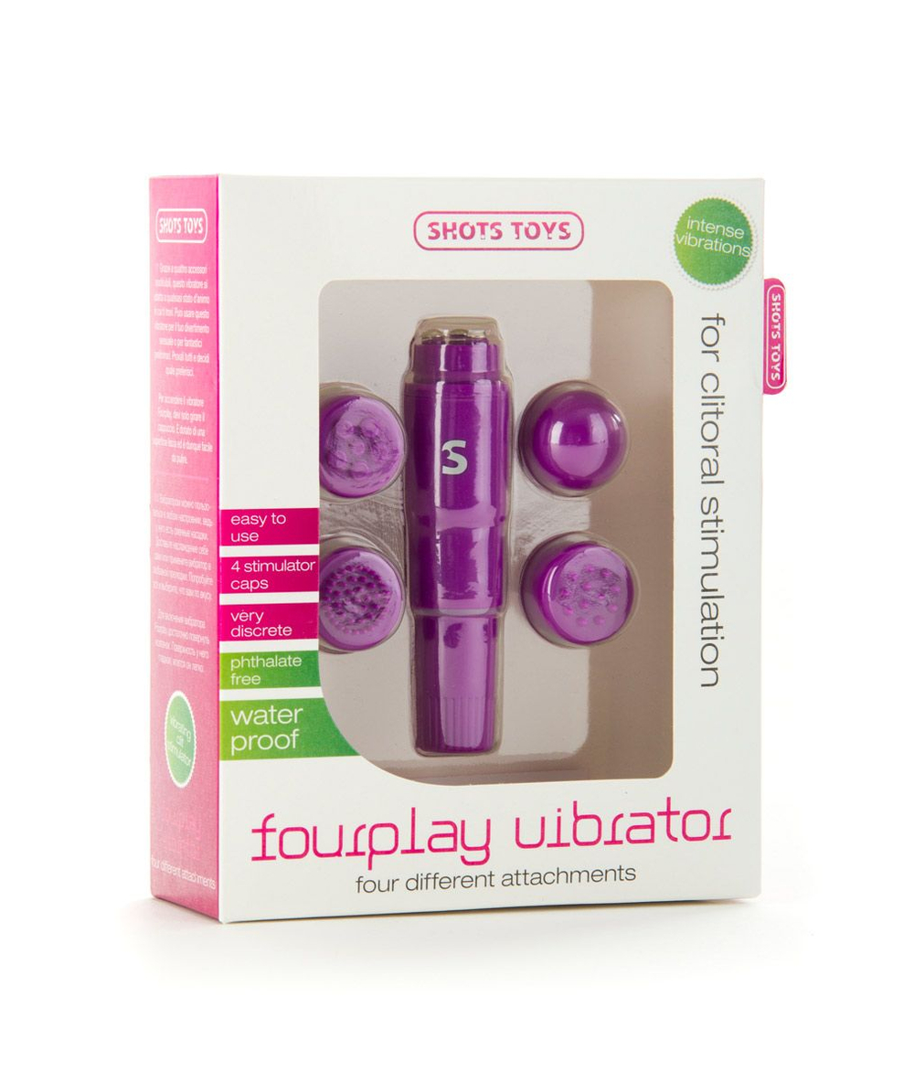 Фиолетовый мини-вибратор с насадками Fourplay (Цвет: фиолетовый)