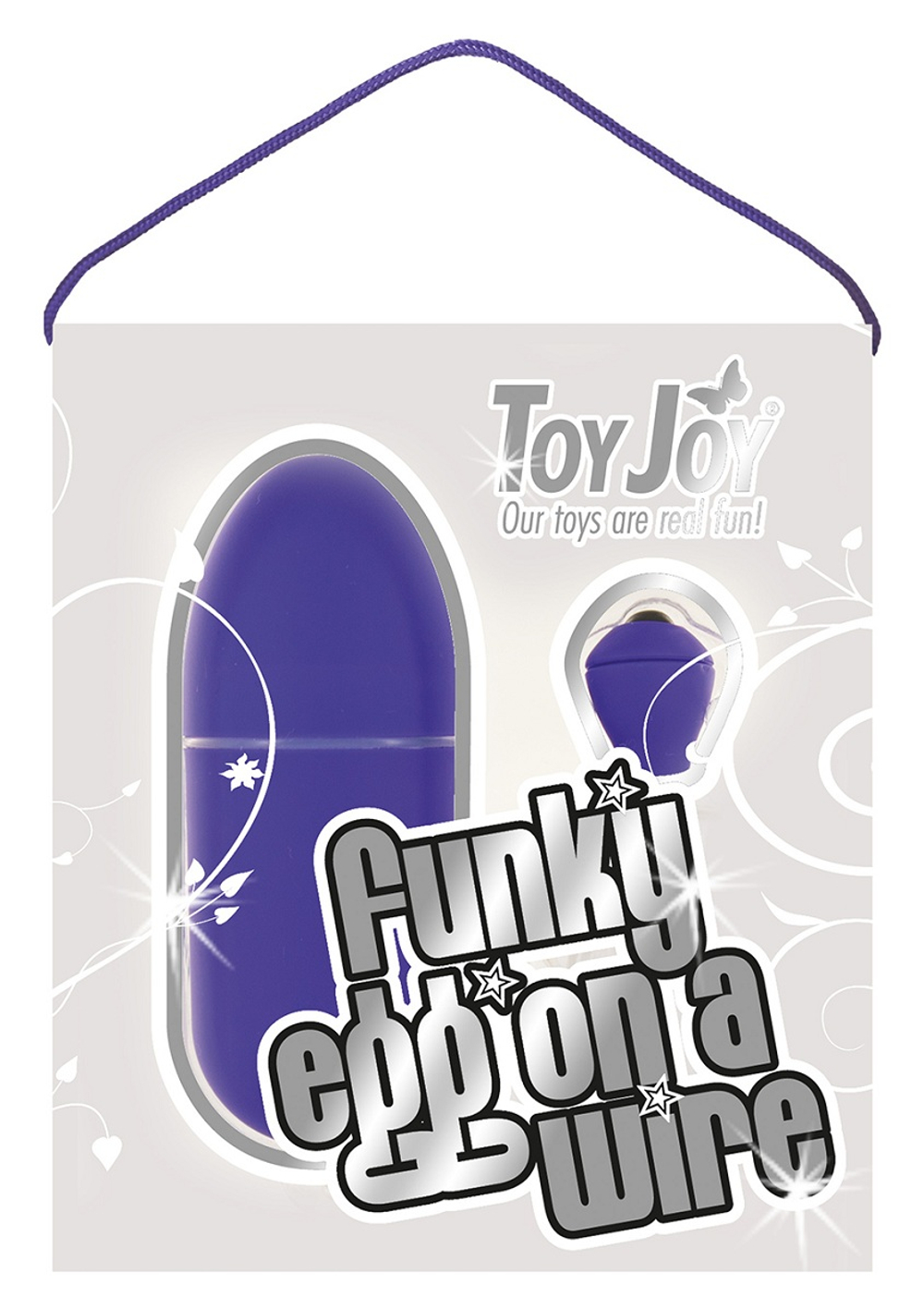 Фиолетовое виброяйцо FUNKY EGG ON A WIRE - 7,5 см.