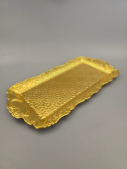 Поднос прямоугольный декоративный 35*18 "Цветок" металлический /ACAR. Турция (серебристый)