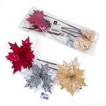 Украшение елочное 1 шт., "Цветок", диаметр 22 см, длина 20 см, ассорти 3 дизайна, ЗОЛОТАЯ СКАЗКА, 592420