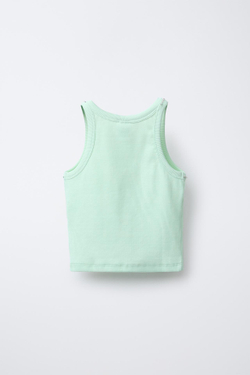 ZARA ТОП В РУБЧИК СО СТРАЗАМИ, ЗЕЛЕНЫЙ