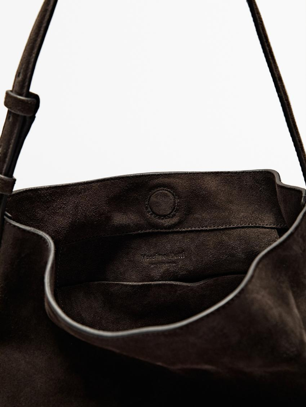 Massimo Dutti Замшевая сумка, коричневый