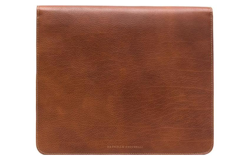 Brunello Cucinelli Grain Calfskin Document Bag Laptop Bag Men"s Brown