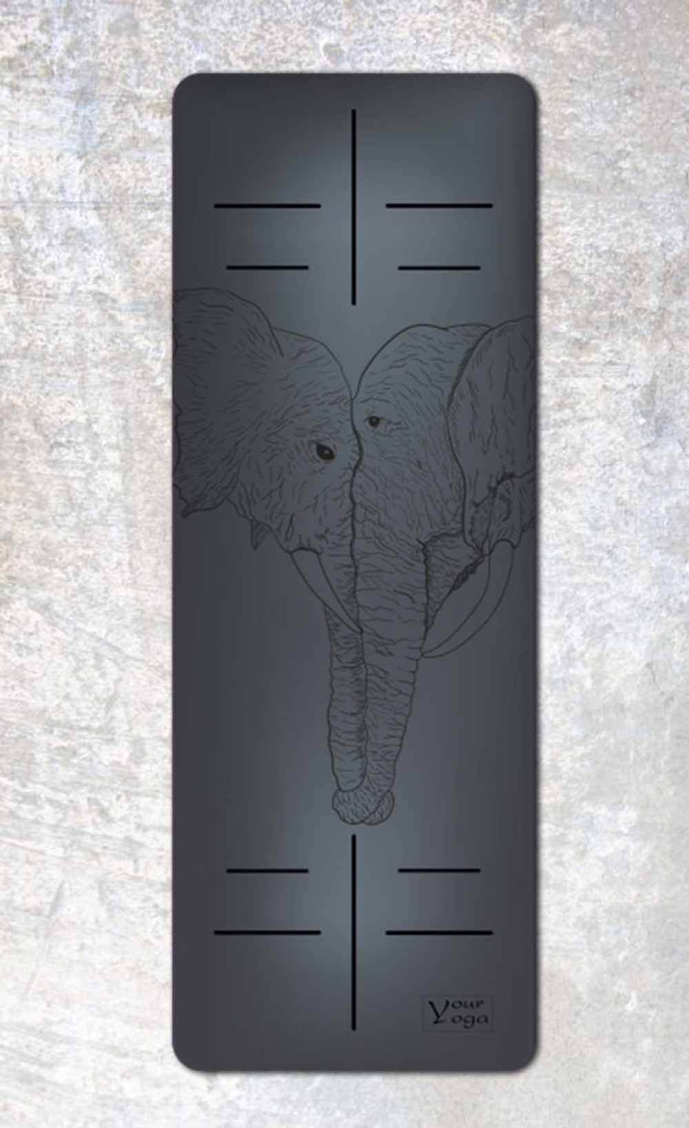 Каучуковый тревел коврик для йоги Elephants 183*65*0,2 см