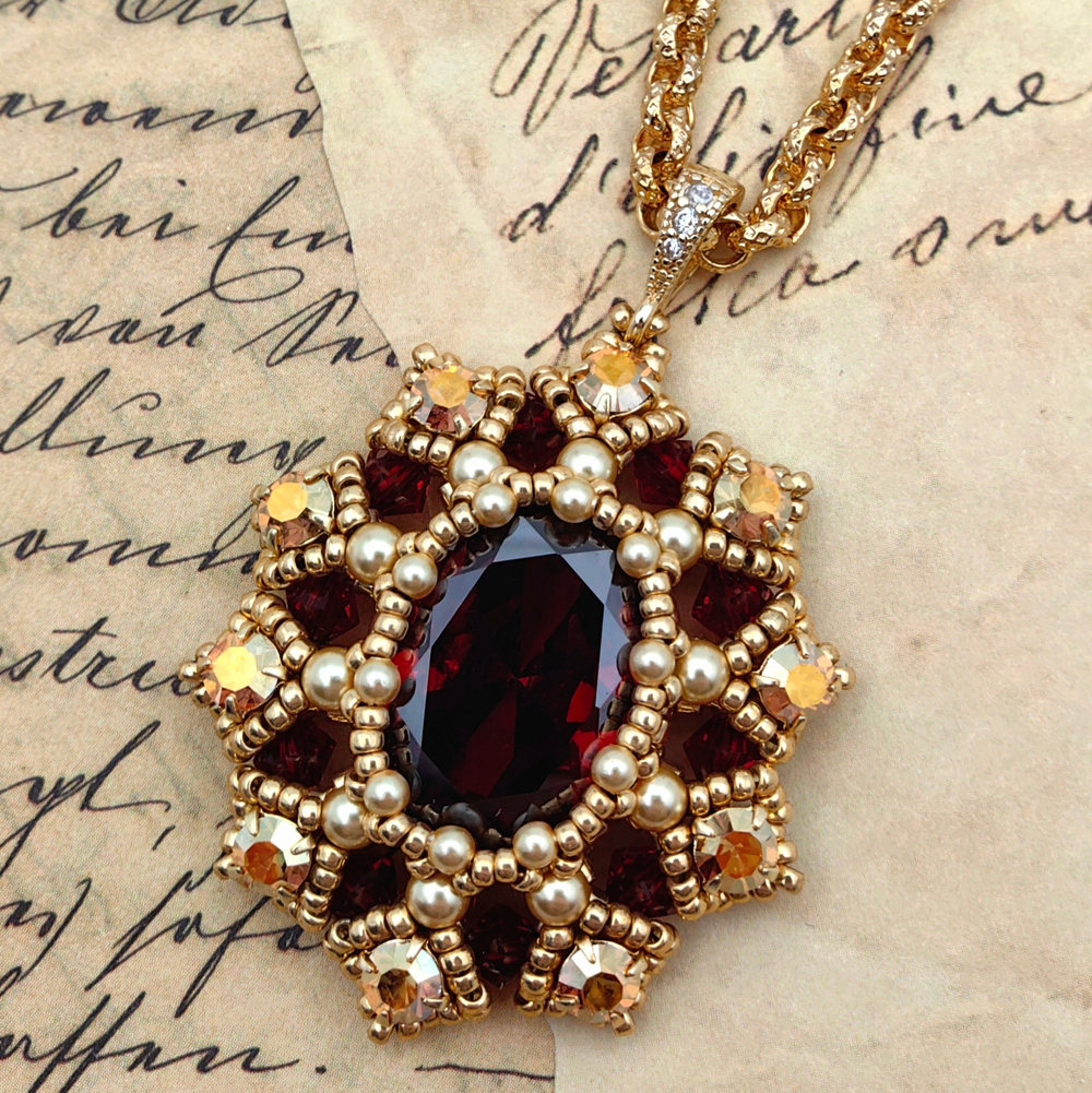 Набор для создания кулона Elegance, Garnet/Gold