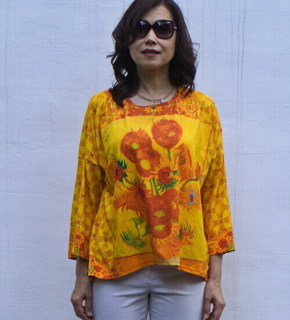 Туника "Подсолнухи", по мотивам картины Ван Гога "Ваза с 15 подсолнухами"