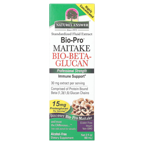 Nature's Answer, Bio-Pro Maitake Bio-Beta-Glucan, без спирта, 15 мг, 60 мл (2 жидк. Унции)