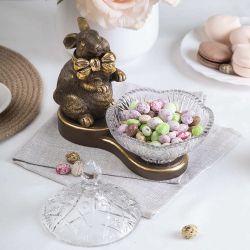 Конфетница-сахарница Кролик Банни Бронза с чашей