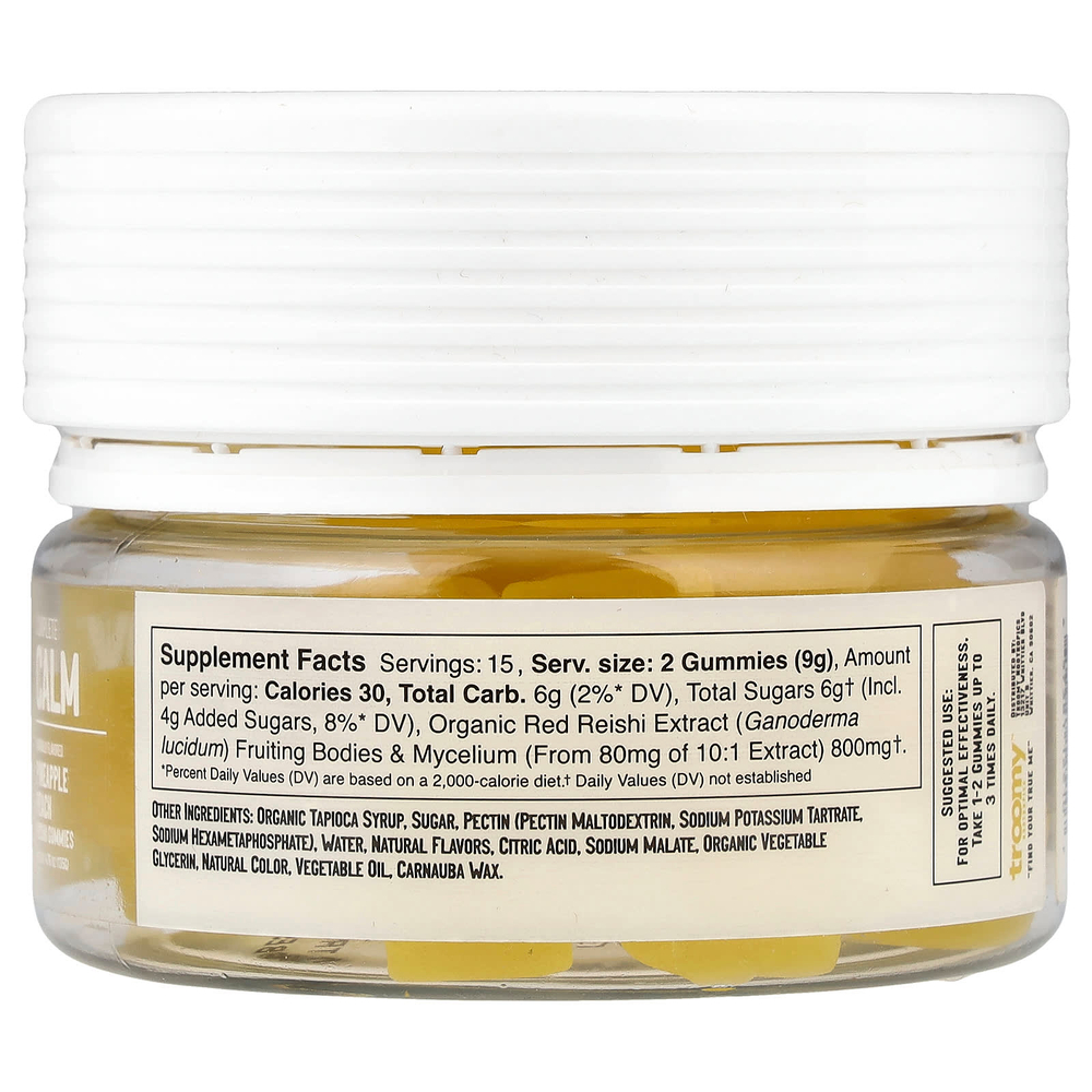 Troomy Nootropics, Calm, Functional Mushrooms Gummies, Pineapple Peach, 30 Gummies, 4.76 oz (135 g)