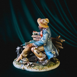 Винтаж: Фарфоровая мануфактура Capodimonte «Отдых на лавочке»