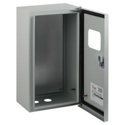 Корпус металлический ЭРА SIMPLE ЩМПг-01 с окном (410x220x175) IP54 У2 серый | Корпуса металлические с монтажной панелью