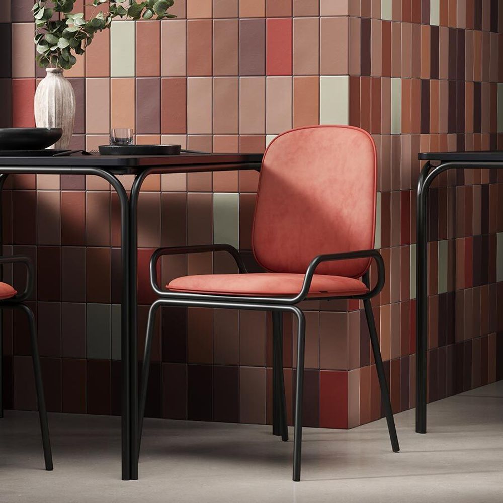 Стул Ror, Double Frame, велюр, черный/темно-красный