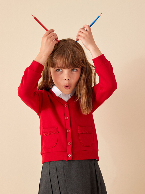 Кардиган школьный с карманами для девочки Next 979-315, Красный