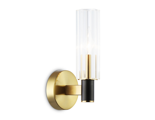 Светильник настенный LH55517 BK/BS/CL черный/латунь/прозрачный E14 max 40W 120*100*250