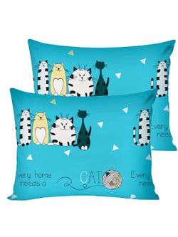 Постельное белье поплин Сказка "Коты Эрмитажа" 2-спальное Наволочка 50х70 см 2 шт Простынь на резинке 160x200 см Пододеяльник 175x215 см