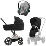 Коляска 3 в 1 Cybex Priam IV Rosegold complete и автокресло Aton S2 i-Size Lava Grey Sepia Black