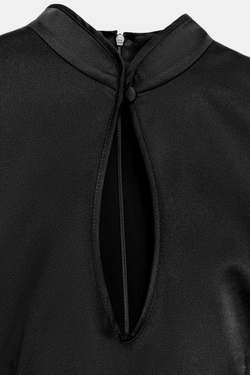 ZARA АТЛАСНОЕ МИНИ-ПЛАТЬЕ С РАЗРЕЗОМ, ЧЕРНЫЙ