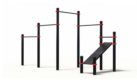 Каскад турников со скамьей для пресса (PAW-12)  D=76мм