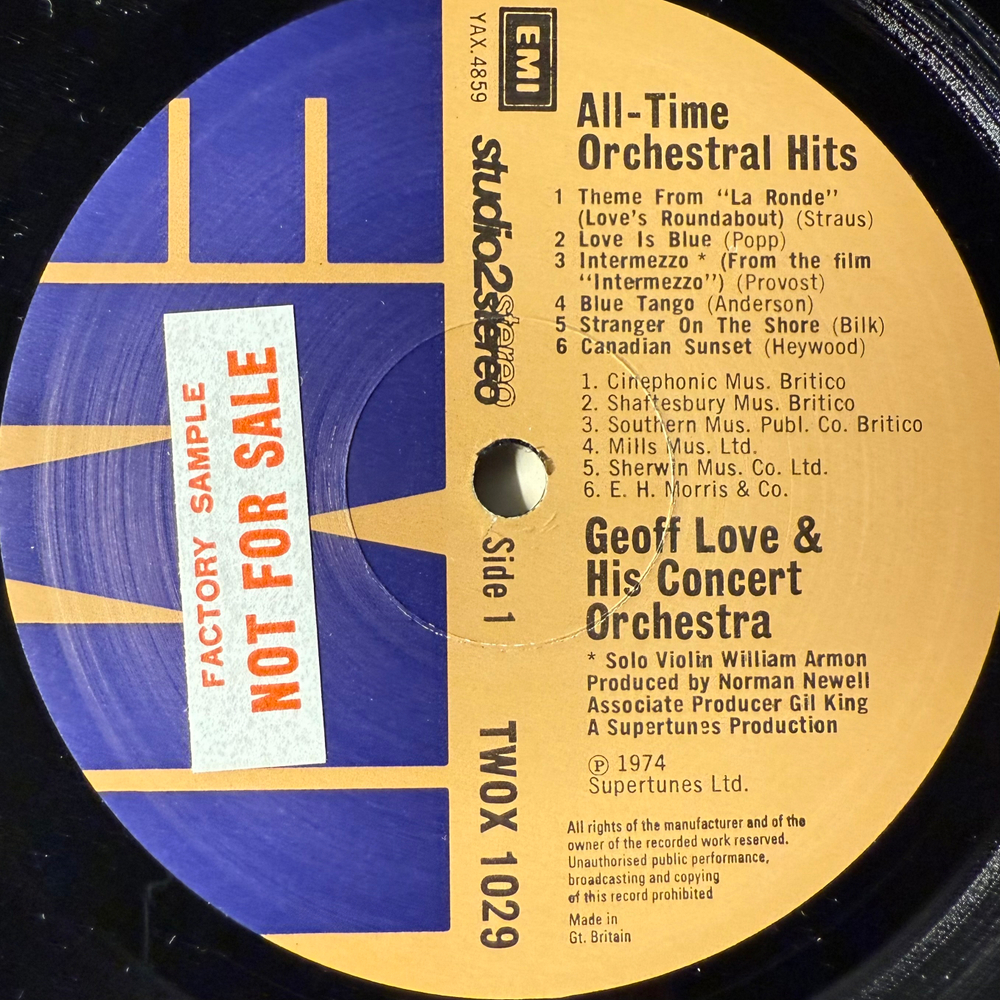 Geoff Love And His Concert Orchestra – All-Time Orchestral Hits (Англия 1974г.) Promo