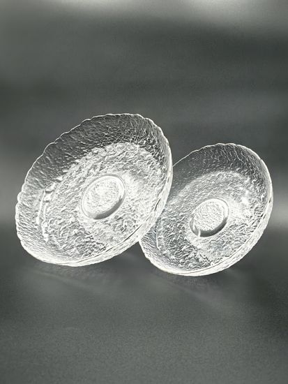 Блюдо из стекла 26,5 см. на ножке с золотой отводкой