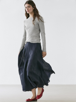 Massimo Dutti Юбка миди со складками, темно-синий