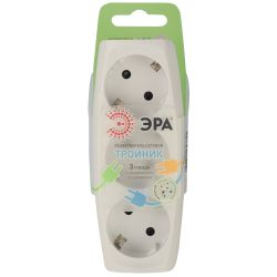 Разветвитель электрический ЭРА SP-3e-I на 3 розетки c заземлением со шторками 16А слоновая кость