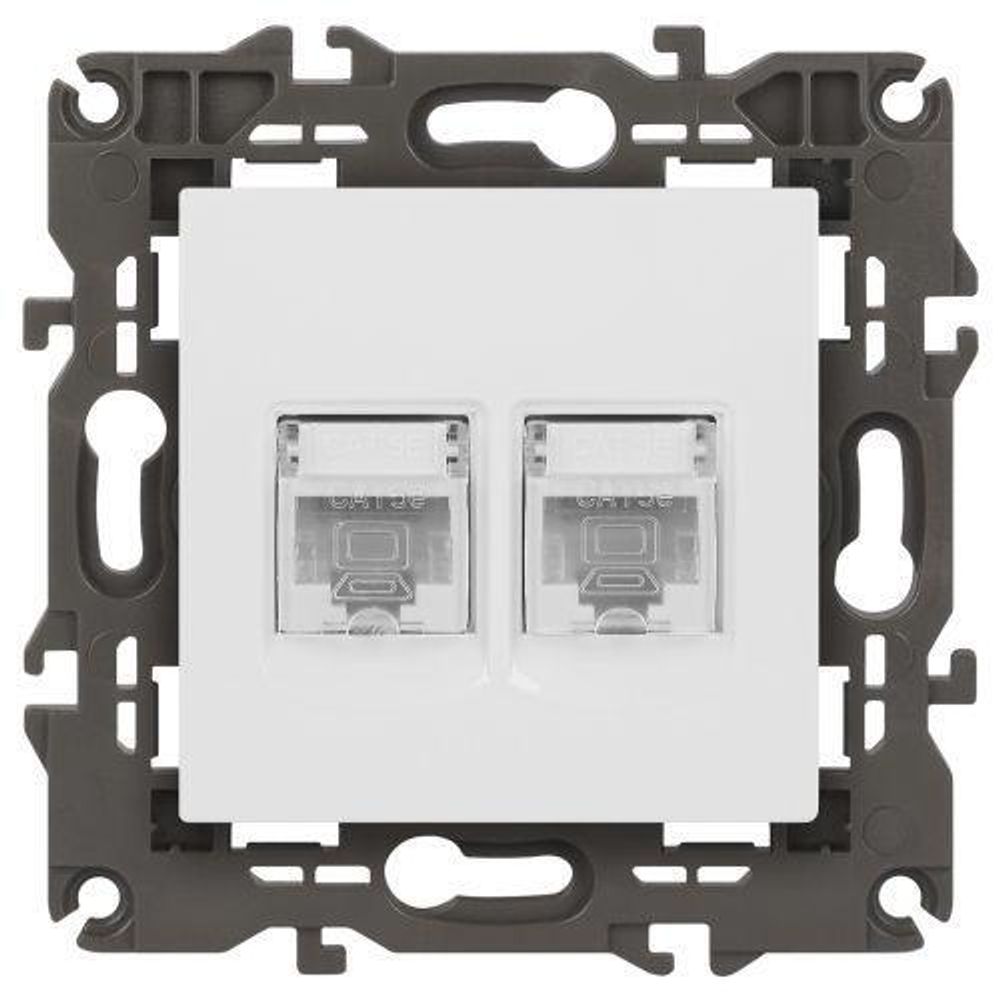 Розетка компьютерная 2-м Elegance 14-3108-01 RJ45 IP20 механизм бел. Эра Б0034308